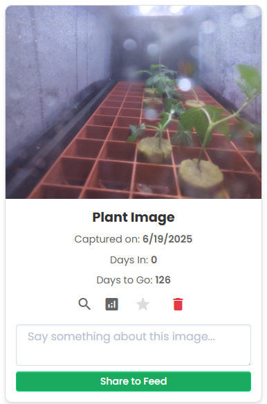 Sharing cannabis plant photos to the PLNTRK social feed